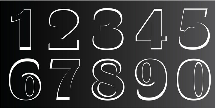 assorted digital custom vector numbers. minimum. Color gradation. Dark. Banner Network. 3d effect. Design. futuristic. Paper cut or effect. Luxury. Premium. (32)