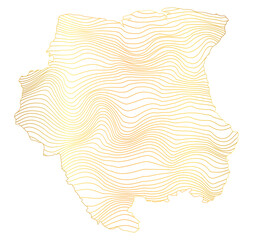 abstract map of Suriname - vector illustration of striped gold colored map