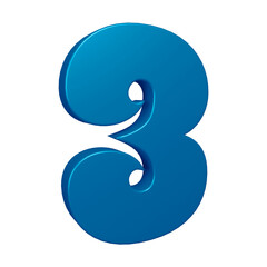 3d blue number 3 design for math, business and education concept 