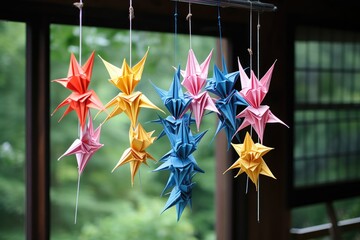origami cranes for japanese tanabata festival
