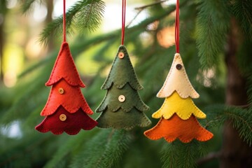 hand-sewn felt christmas tree ornaments - Powered by Adobe