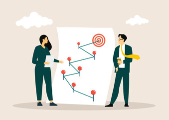 Business people, motivated employees working on successful career growth. Concept of business, career development, teamwotk, ambitions.