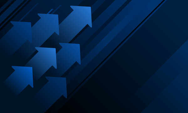 Business presentation with oblique-up arrows on blue background template. Vector illustration.