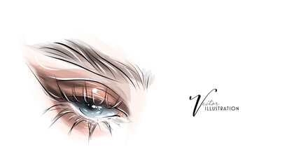 Bright eye makeup, hand drawn in vector format.