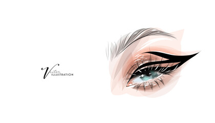 Bright eye makeup, hand drawn in vector format.