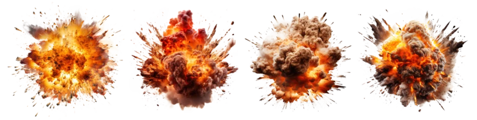 Foto op Plexiglas collection of Big explosion effect, realistic explosions boom, realistic fire explosion isolated on transparent background © Mrs__DoubleF