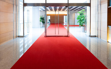 Red velvet carpet entrance for celebrity welcome