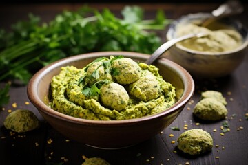 homemade falafel mix in a bowl with a spoon
