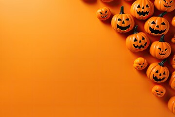 A background of pumpkins, perfect for Halloween decorations - top view with copy space.
