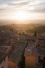 Scenic view of Montepulciano during sunset, Italy