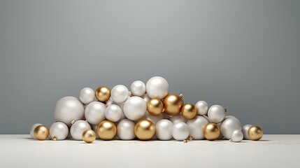 Gold and white Christmas with gray background. Christmas background.