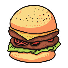 hamburger on white background food illustration