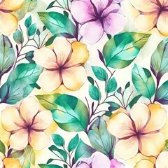 Obraz premium hand painted botanical floral pattern background design generative ai