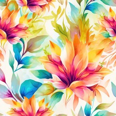 Fototapeta na wymiar hand painted floral blossom abstract background in watercolor style generative ai