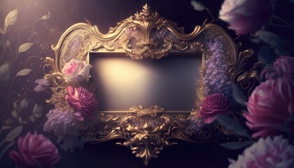 Obraz premium decorative blank floral frame photography a perfect ornate generative ai