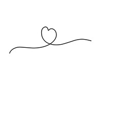 One continuous line drawing heart with love sign
