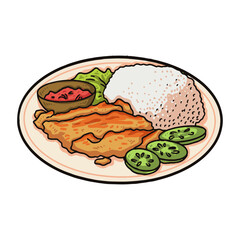 sandwich with ham and vegetables food illustration