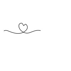 One continuous line drawing heart with love sign