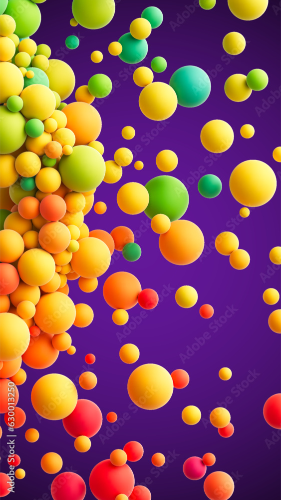 Aufkleber colorful matte soft balls in different sizes. abstract background with many colorful random flying s