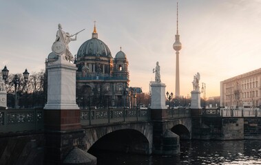 Impressive bridge spanning a waterway in Berlin, Germany