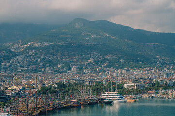 Fototapeta premium Alanya city, Turkey, view from red tower (kizil kule)