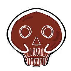 Fototapeta premium Doodle cartoon chocolate face skull