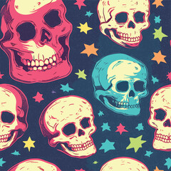 Seamless Colorful Skull Pattern.

Seamless pattern of Skulls in colorful style. Add color to your digital project with our pattern!