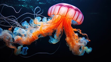 Fototapeta premium Purple-striped Jellyfish (Chrysaora colorata) Generative AI