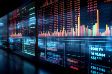 stock market graph, chart, index on display, finance, investment, online stock trading concept soft blurred background.