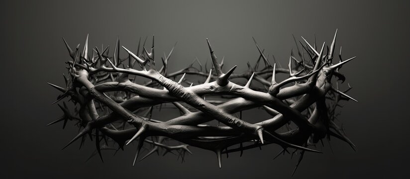 A black and white half crown of thorns with an area to add text
