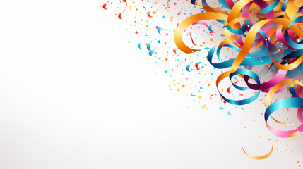 Fototapeta premium Confetti vector banner background with colorful serpentine ribbons