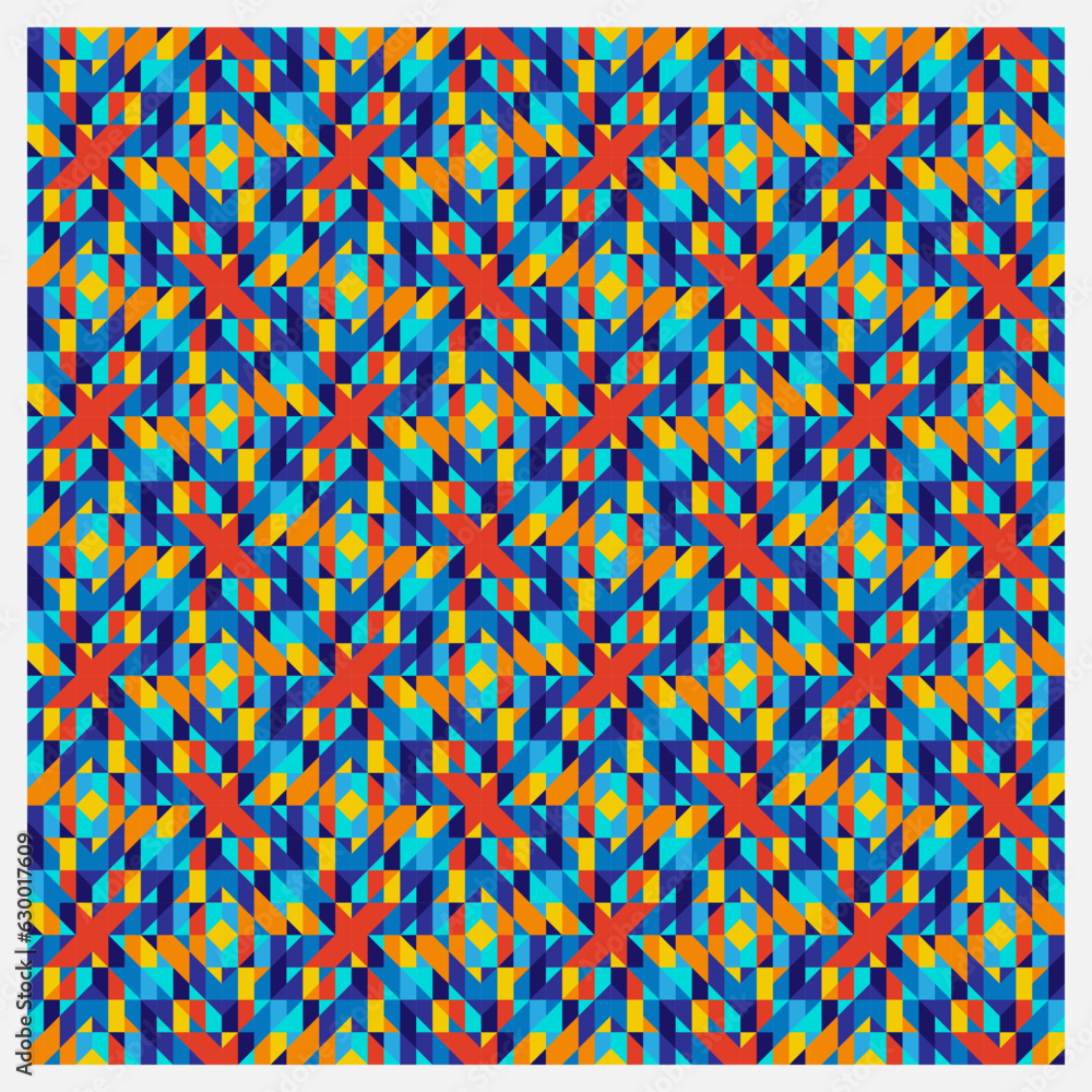 Poster abstract geometric pattern triangles shapes of bright multi-colors arranged beautifully. designed fo