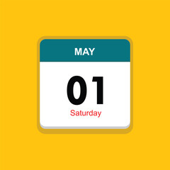 saturday 01 may icon with yellow background, calender icon