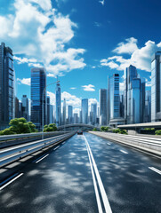 Obraz premium empty road with city background.