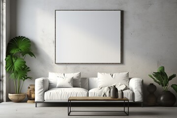 Loft Industrial Style Living Room Interior With Poster Mockup Created with Generative AI