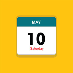 saturday 10 may icon with yellow background, calender icon