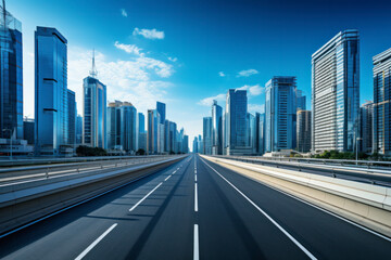 Obraz premium empty road with city background.