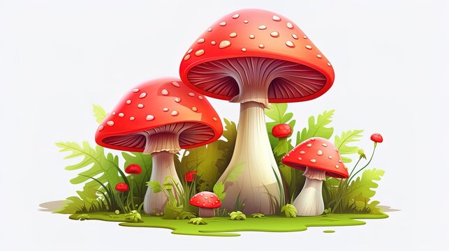 3D mushroom cartoon isolated illustration, generated by AI