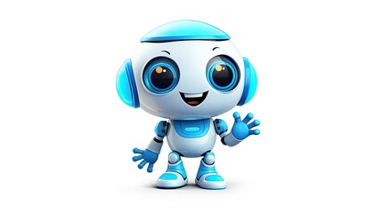 Obraz premium 3D cartoon illustration of a cute generic robot emoji, generated by AI