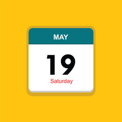 saturday 19 may icon with yellow background, calender icon
