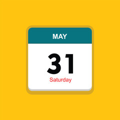saturday 31 may icon with yellow background, calender icon