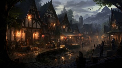 Fantasy RPG Village Game Artwork