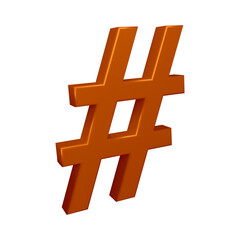 Obraz premium 3D brown hashtag symbol or icon design