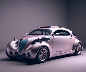 A smart cassic car with soft light pink wallpaper, original, clear style, sharpening. AI generative