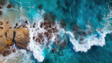 Aerial View of Turquoise Waves