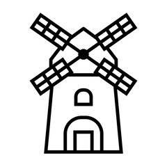 Windmill building single icon in outline style