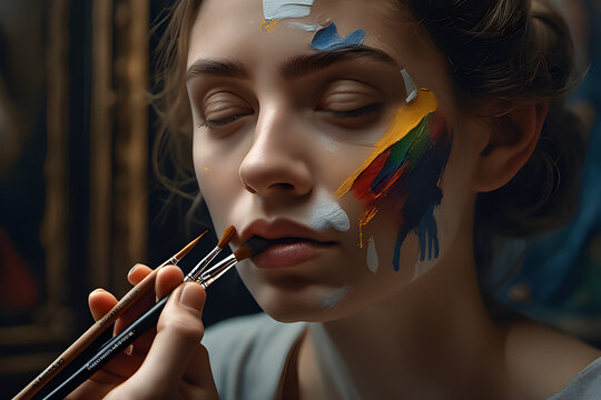 draw a girl who is painting her face
Generative AI