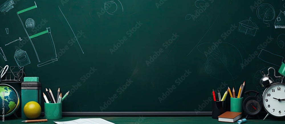 Poster planning for a mock-up with space to write ideas on a dark green background. back to school banner f