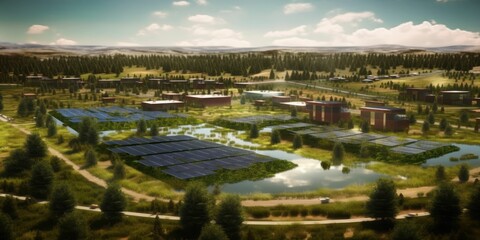 Fototapeta premium panoramic - solar panel