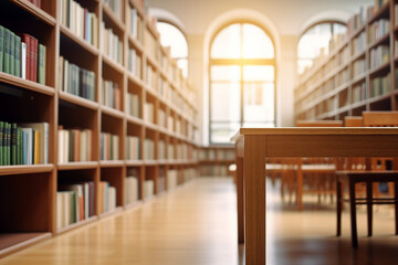 Generative ai collage of library room for reading book collection on shelves in bookshop education concept